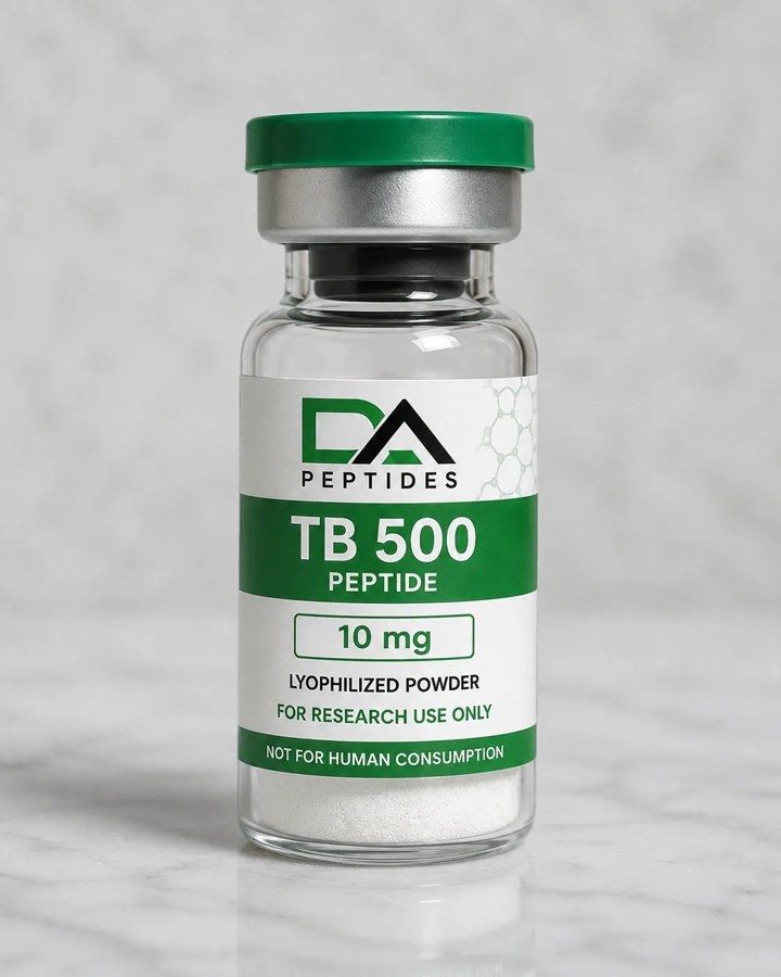 DA Peptides TB-500 10mg research vial and carton
